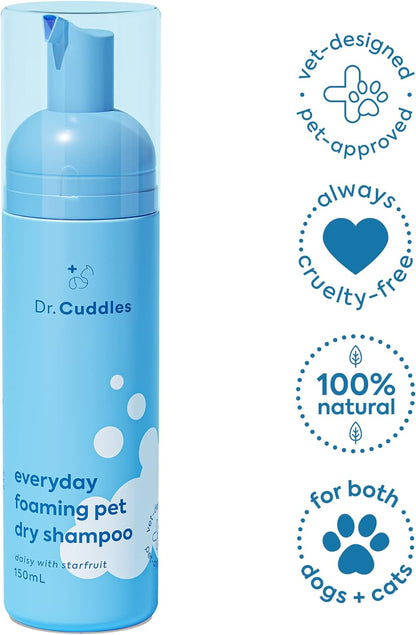 Natural Foaming Pet Dry Shampoo: Botanicals & Deodorants for Fresh, Clean Fur on Dogs & Cats, Vet Formulated