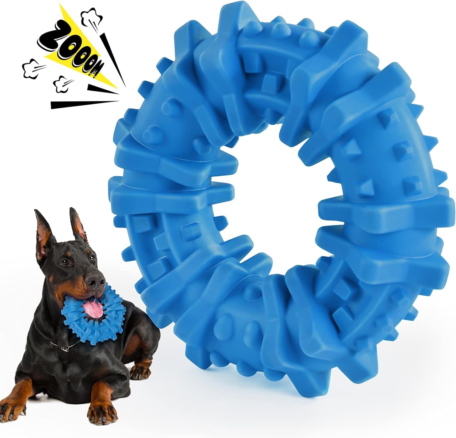 Indestructible Squeaky Dog Chew Toys: Large Breed Treat Dispensing Puzzle Toys with Natural Rubber Balls