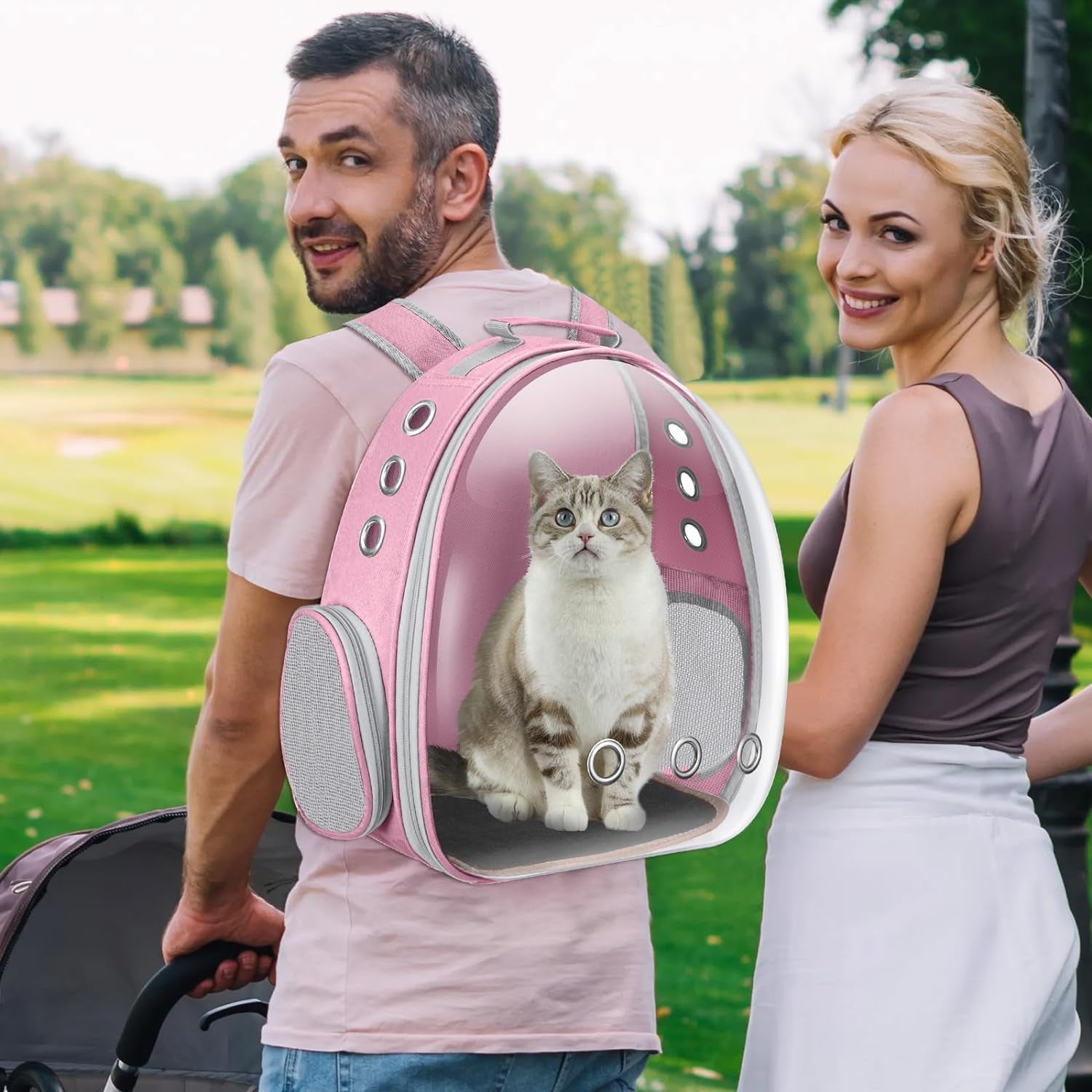 Space Capsule Cat Carrier Backpack: Portable Pet Travel Solution for Small to Medium Cats and Puppies, Ideal for Hiking, Walking, Camping - Holds up to 17 lbs