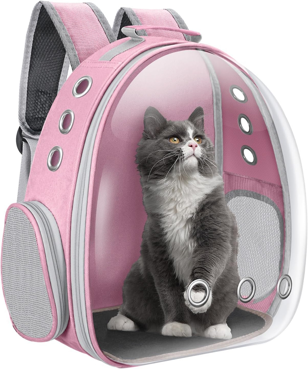 Space Capsule Cat Carrier Backpack: Portable Pet Travel Solution for Small to Medium Cats and Puppies, Ideal for Hiking, Walking, Camping - Holds up to 17 lbs