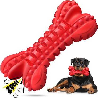 Indestructible Squeaky Dog Chew Toys: Large Breed Treat Dispensing Puzzle Toys with Natural Rubber Balls