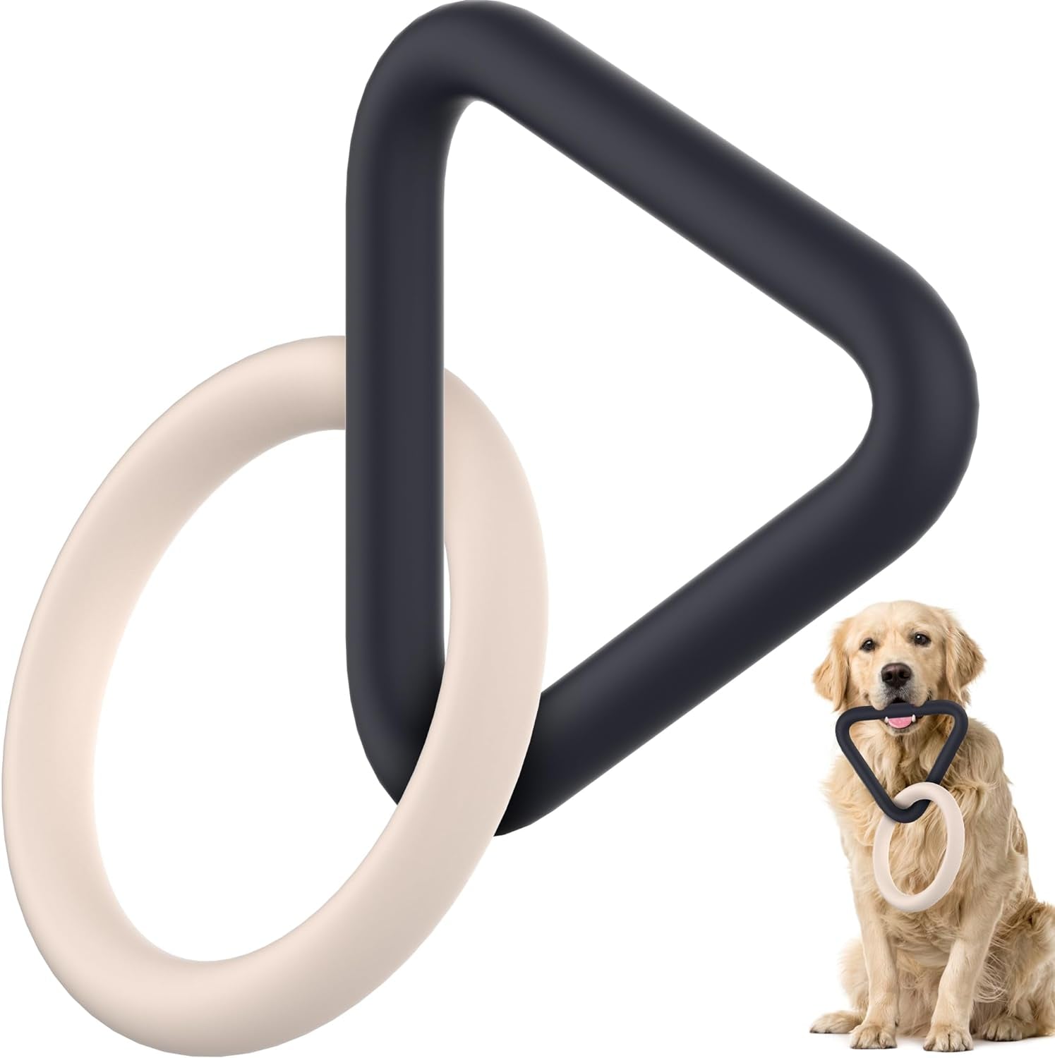 Durable Interactive Dog Chew Toys: Indestructible Rubber Scented Triangle Ring Pull Toy for Aggressive Small, Medium, and Large Breed Chewers, Ideal for Teething, Training, or Boredom