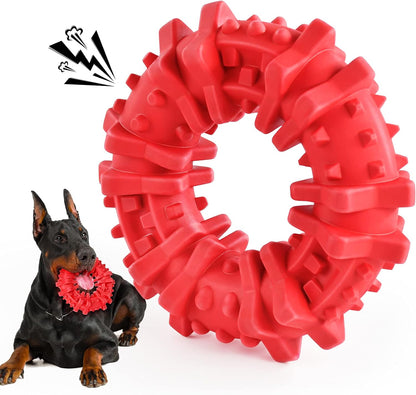 Indestructible Squeaky Dog Chew Toys: Large Breed Treat Dispensing Puzzle Toys with Natural Rubber Balls