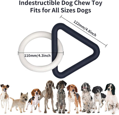 Durable Interactive Dog Chew Toys: Indestructible Rubber Scented Triangle Ring Pull Toy for Aggressive Small, Medium, and Large Breed Chewers, Ideal for Teething, Training, or Boredom