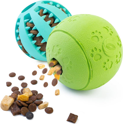 Indestructible Squeaky Dog Chew Toys: Large Breed Treat Dispensing Puzzle Toys with Natural Rubber Balls