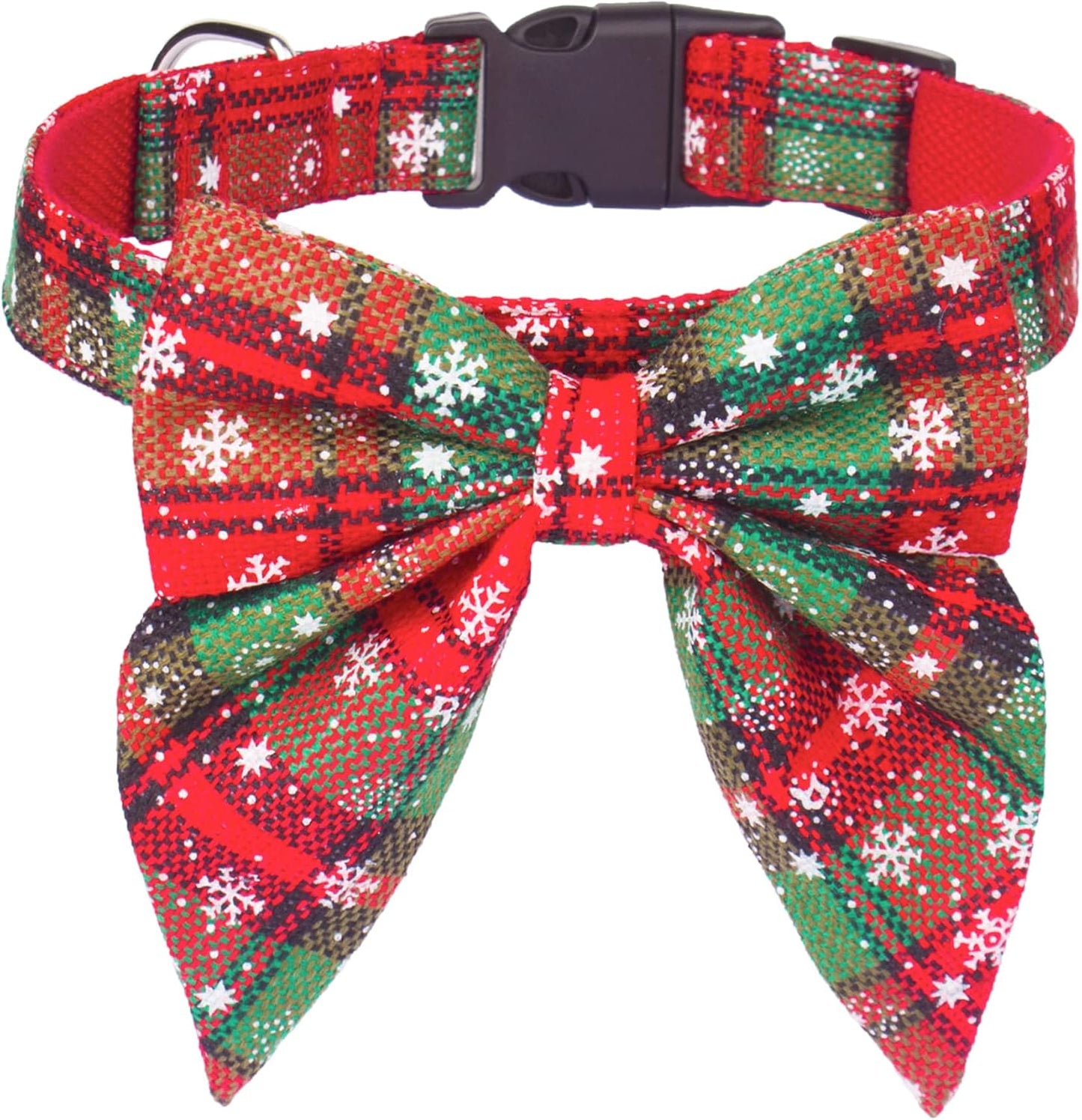  Adjustable Christmas Dog Collar with Removable Bowtie | Soft Cotton Red Plaid Design Perfect for Small, Medium, and Large Dogs | Stylish Holiday Accessory