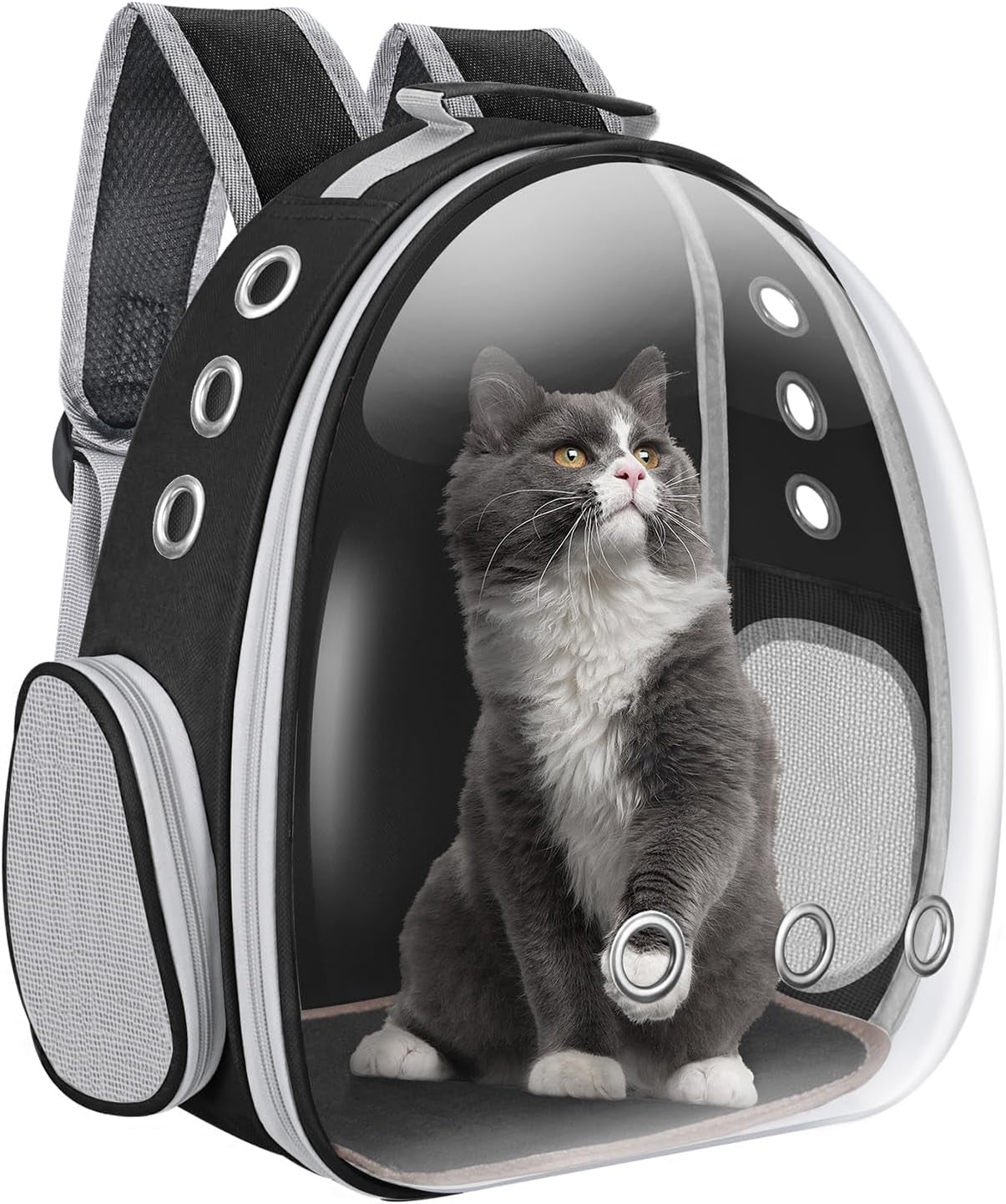 Space Capsule Cat Carrier Backpack: Portable Pet Travel Solution for Small to Medium Cats and Puppies, Ideal for Hiking, Walking, Camping - Holds up to 17 lbs