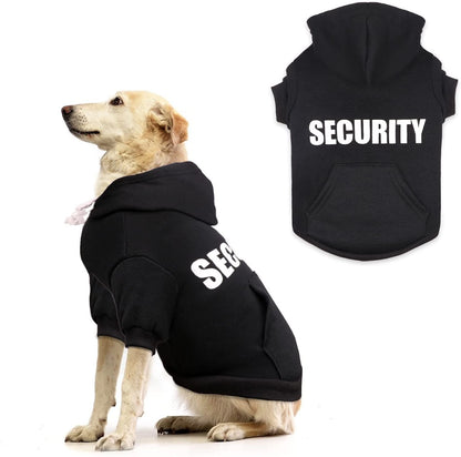 Cozy Fleece Dog Hoodie with Security Print and Pocket – Warm Dog Sweater for All Dog Sizes