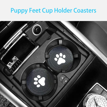 2.75 Inch Silicone Dog Paw Car Cup Holder Coasters - Anti-Slip Car Interior Accessories (Pack of 2)