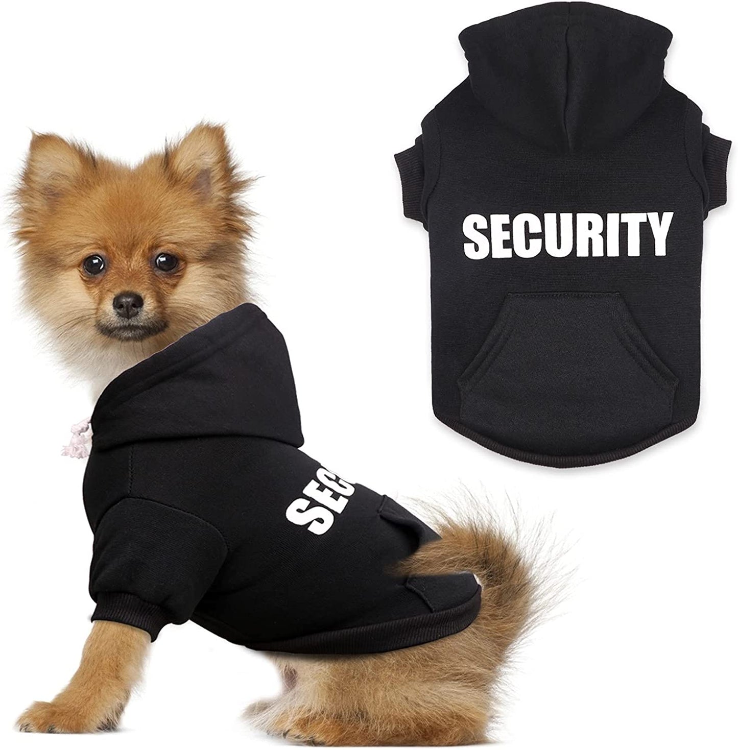 Cozy Fleece Dog Hoodie with Security Print and Pocket – Warm Dog Sweater for All Dog Sizes