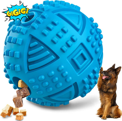 Indestructible Squeaky Dog Chew Toys: Large Breed Treat Dispensing Puzzle Toys with Natural Rubber Balls