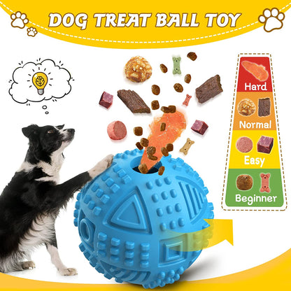 Indestructible Squeaky Dog Chew Toys: Large Breed Treat Dispensing Puzzle Toys with Natural Rubber Balls