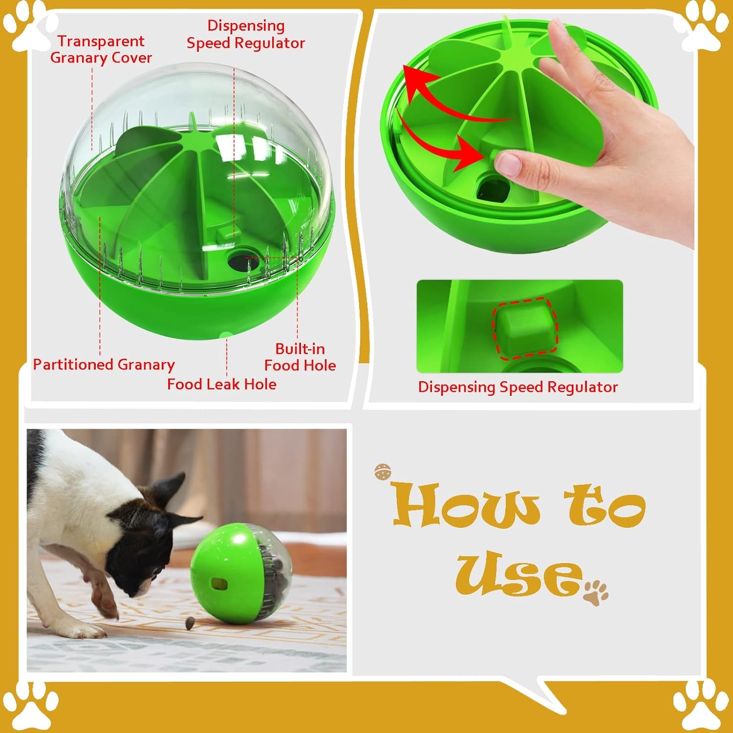 Interactive Puzzle Treat Dispensing Dog Toys Balls with Squeaky Giggle Sound, Ideal for Puppy and Large Dogs, Chewer-Friendly Funny Dog Toys