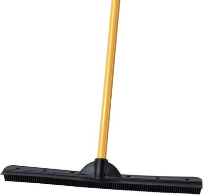 Original Indoor Pet Hair Rubber Broom with Carpet Rake and Squeegee, Black and Yellow