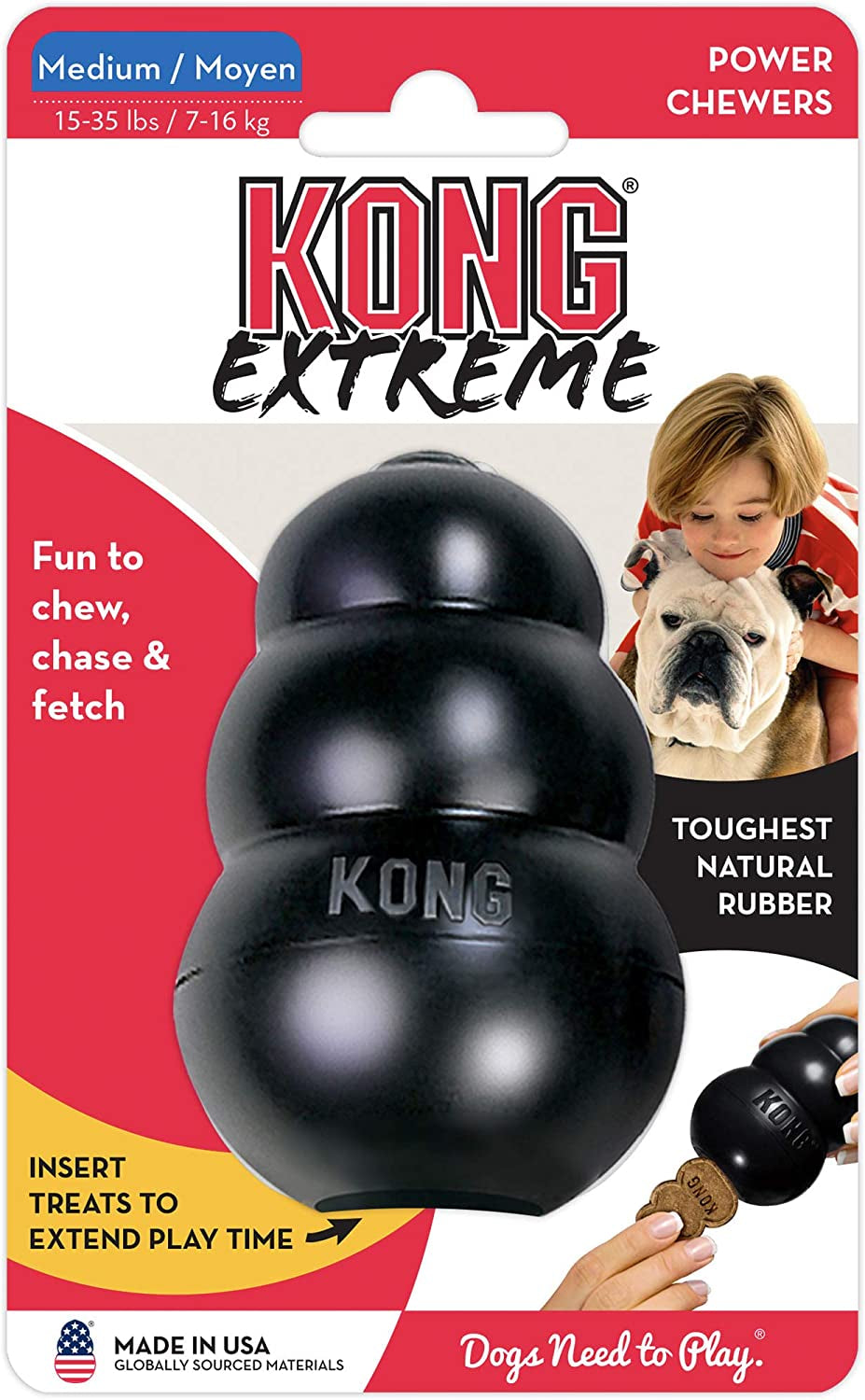 KONG Extreme Dog Toy: Durable Fetch & Chew Toy with Treat-Filling Capability, Erratic Bounce, and Natural Rubber for Power Chewers