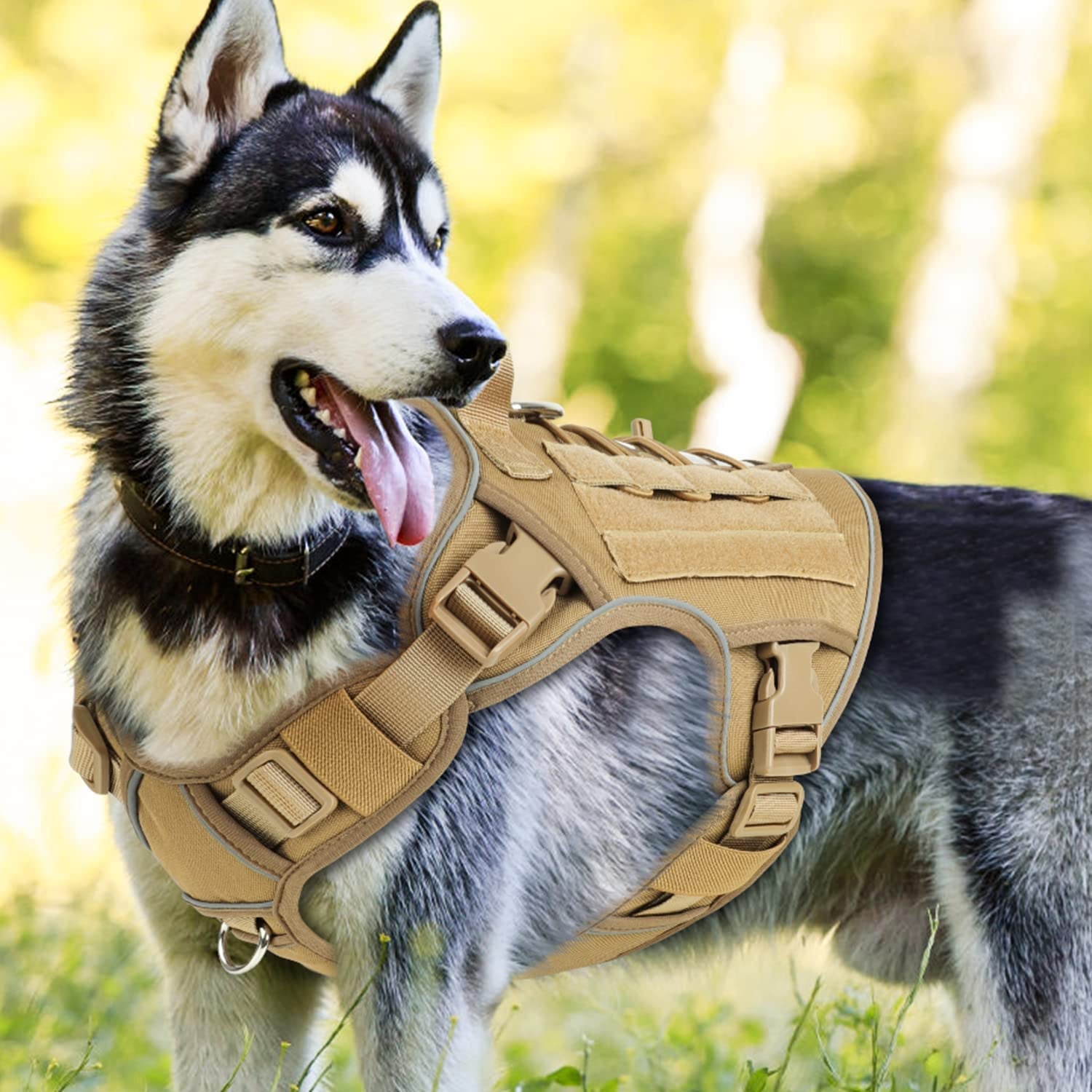 Reflective Tactical Dog Harness for Large Dogs - Adjustable No-Pull Pet Vest with Handle for Walking, Hiking, Training