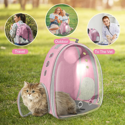 Space Capsule Cat Carrier Backpack: Portable Pet Travel Solution for Small to Medium Cats and Puppies, Ideal for Hiking, Walking, Camping - Holds up to 17 lbs