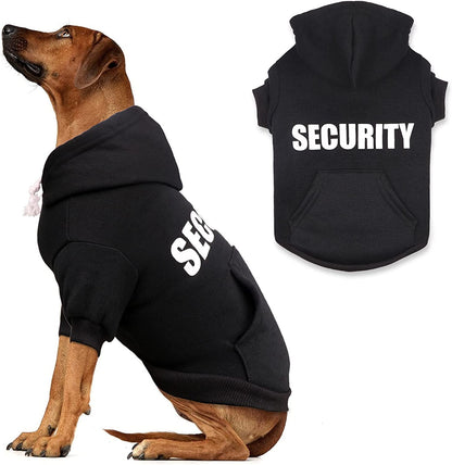 Cozy Fleece Dog Hoodie with Security Print and Pocket – Warm Dog Sweater for All Dog Sizes