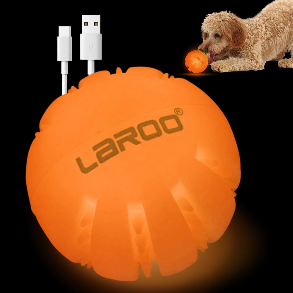 USB Rechargeable LED Dog Toy Ball - Light-Up Pet Ball for Day and Night Play, Suitable for Small, Medium, and Large Dogs