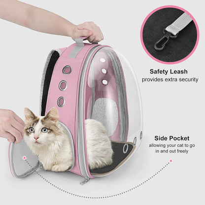 Space Capsule Cat Carrier Backpack: Portable Pet Travel Solution for Small to Medium Cats and Puppies, Ideal for Hiking, Walking, Camping - Holds up to 17 lbs