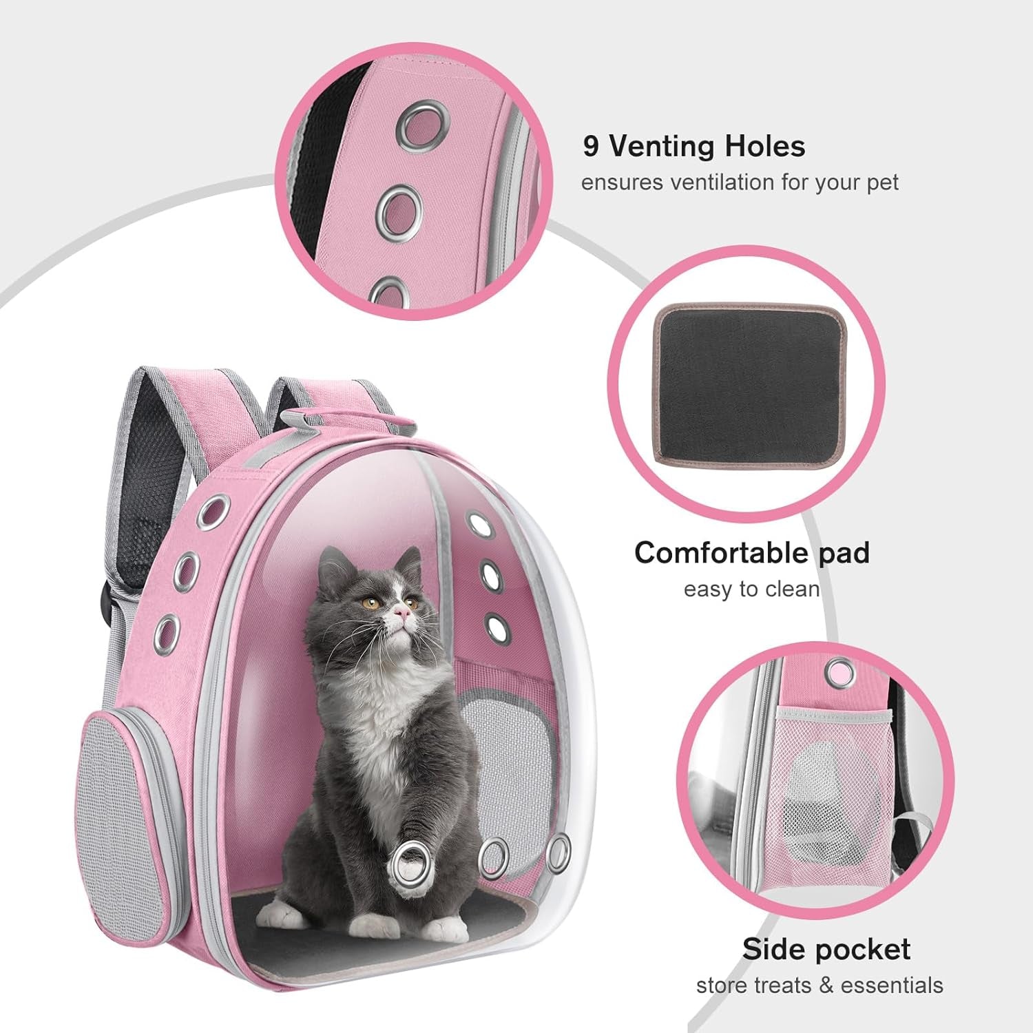 Space Capsule Cat Carrier Backpack: Portable Pet Travel Solution for Small to Medium Cats and Puppies, Ideal for Hiking, Walking, Camping - Holds up to 17 lbs