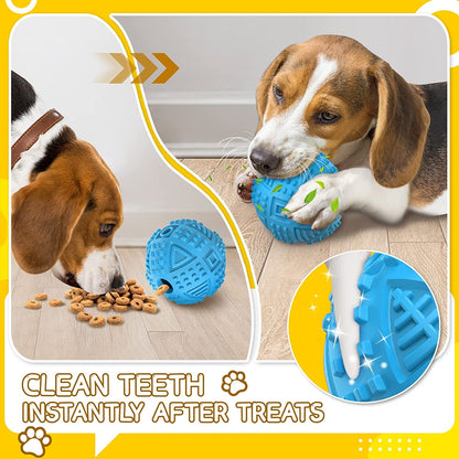 Indestructible Squeaky Dog Chew Toys: Large Breed Treat Dispensing Puzzle Toys with Natural Rubber Balls