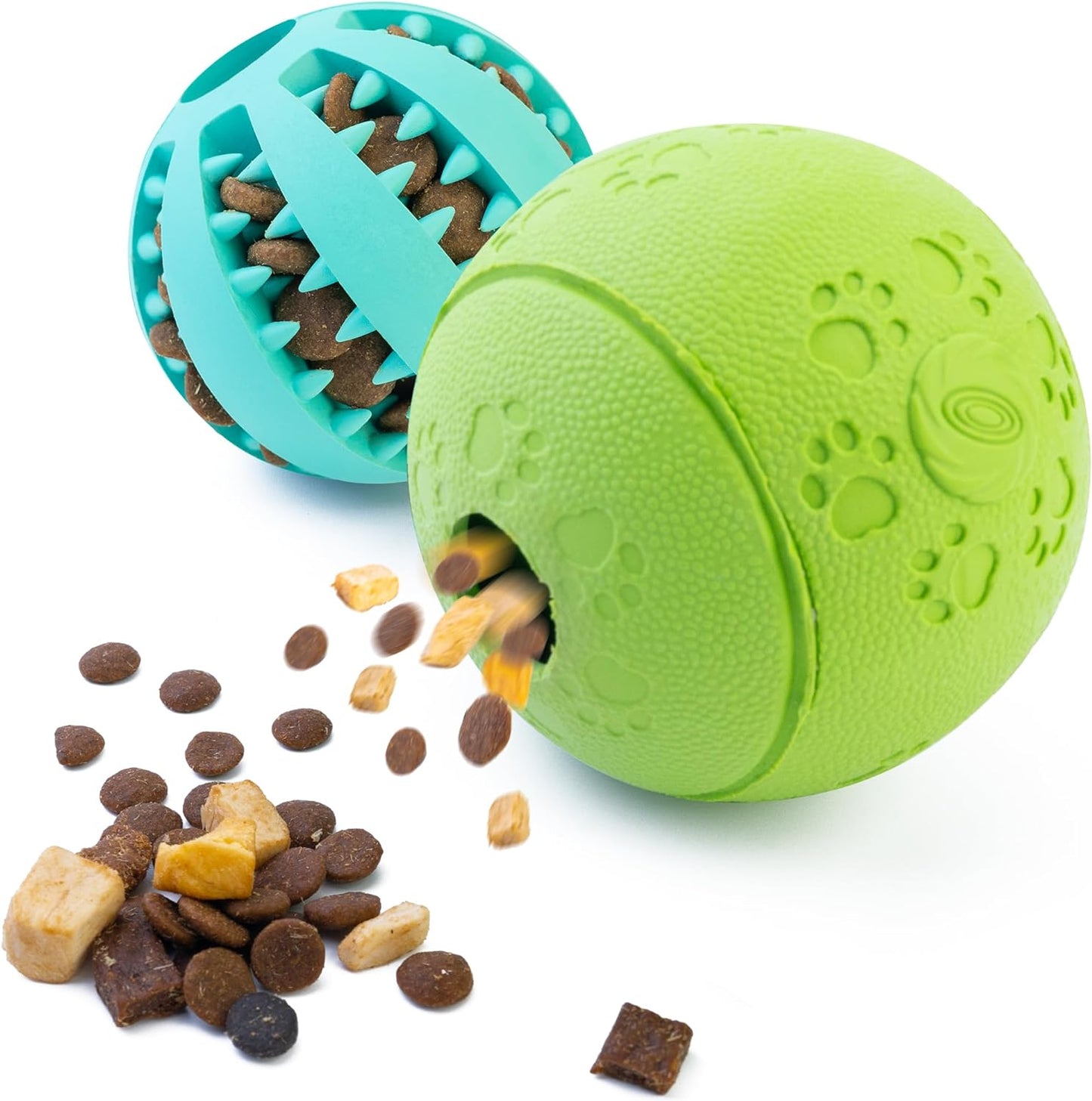 Indestructible Squeaky Dog Chew Toys: Large Breed Treat Dispensing Puzzle Toys with Natural Rubber Balls