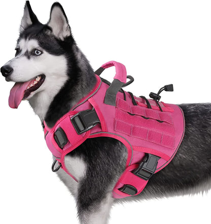 Reflective Tactical Dog Harness for Large Dogs - Adjustable No-Pull Pet Vest with Handle for Walking, Hiking, Training