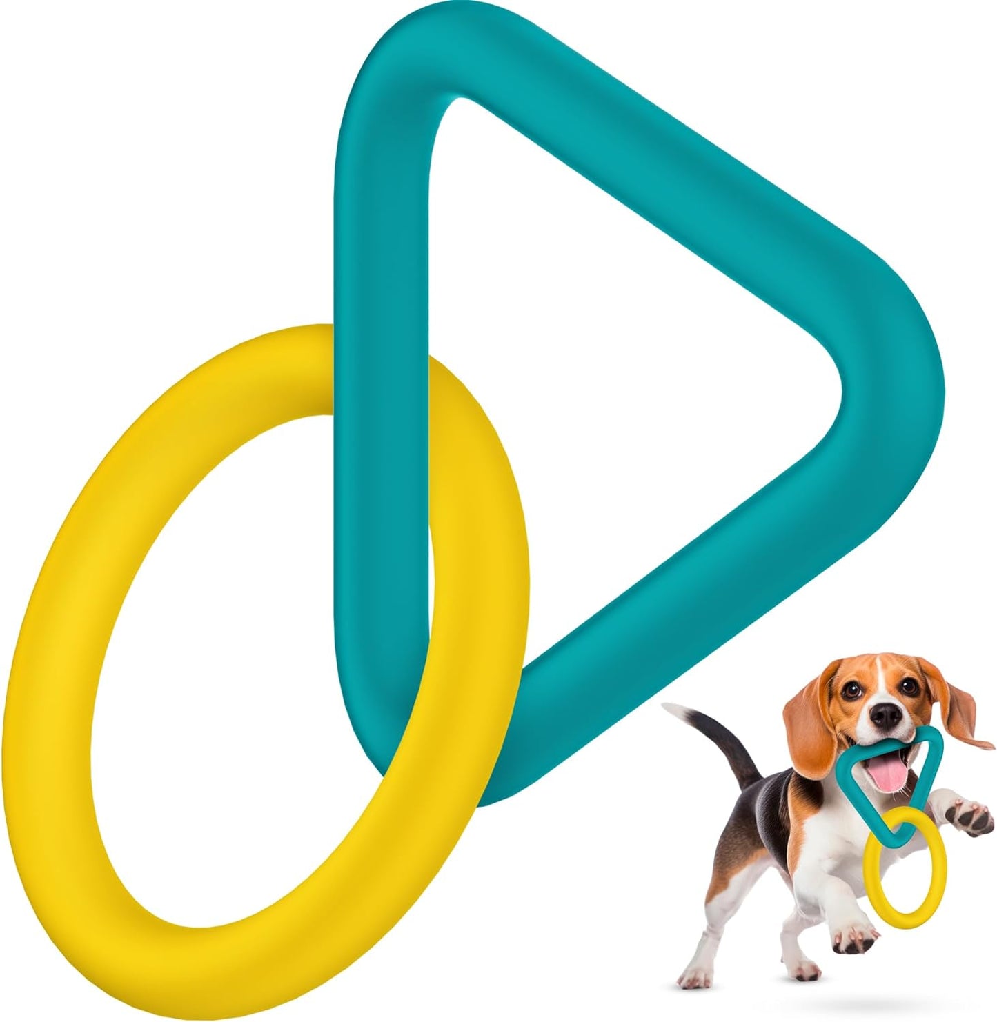 Durable Interactive Dog Chew Toys: Indestructible Rubber Scented Triangle Ring Pull Toy for Aggressive Small, Medium, and Large Breed Chewers, Ideal for Teething, Training, or Boredom