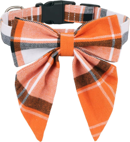  Adjustable Christmas Dog Collar with Removable Bowtie | Soft Cotton Red Plaid Design Perfect for Small, Medium, and Large Dogs | Stylish Holiday Accessory