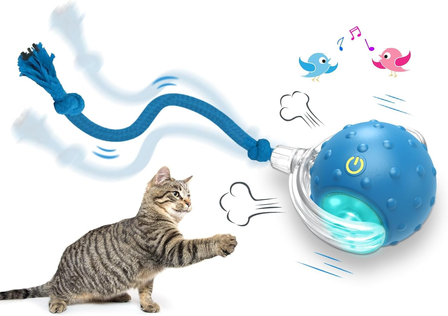 Interactive Cat Toy Ball: Fast Rolling on Carpet, Chirping Sound, Motion Activation