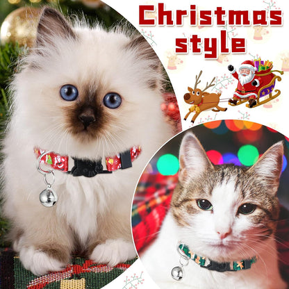 12-Pack Christmas Cat Collars | Adjustable Breakaway Collars with Bells | Festive Designs: Gingerbread Man, Snowman, Santa Claus, Elk, Xmas Tree, & Pumpkin for Holiday Celebrations