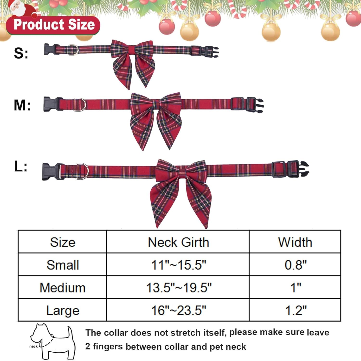  Adjustable Christmas Dog Collar with Removable Bowtie | Soft Cotton Red Plaid Design Perfect for Small, Medium, and Large Dogs | Stylish Holiday Accessory